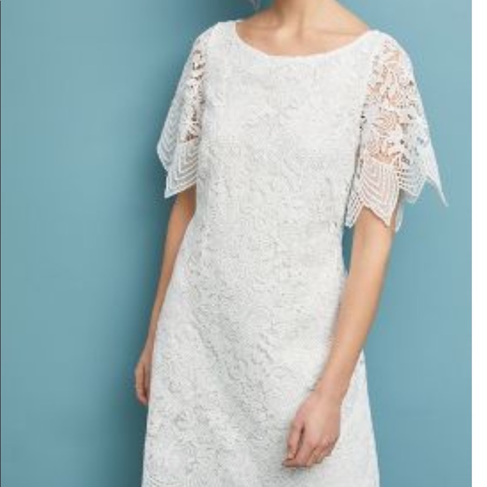 BHLDN Anthropologie White Lace Dress Size 6